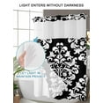 thumbnail image 4 of No Hook Cloth Fabric Shower Curtain with Snap in Liner, Baroque Black Waterproof Shower Curtains Set with See Through Top Window, Vintage Damask Classic Floral Bath Curtains Shower 72"x72", 4 of 6