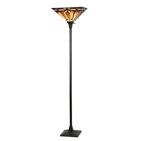 Tiffany Torchiere Floor Lamp Stained Glass Lamp Shade 12" Wide 69"Tall