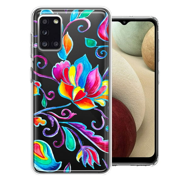 MUNDAZE Case For Samsung Galaxy A31 Bright Colors Rainbow Water Lilly Floral Phone Cover