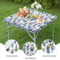 thumbnail image 4 of Blue Boho Tribal Feathers Pattern Square Fitted Tablecloth with Elastic Edge,Square Table Cover,Washable Elastic Table Cover for Home Kitchen Party Decor 36in(91cm), 4 of 6