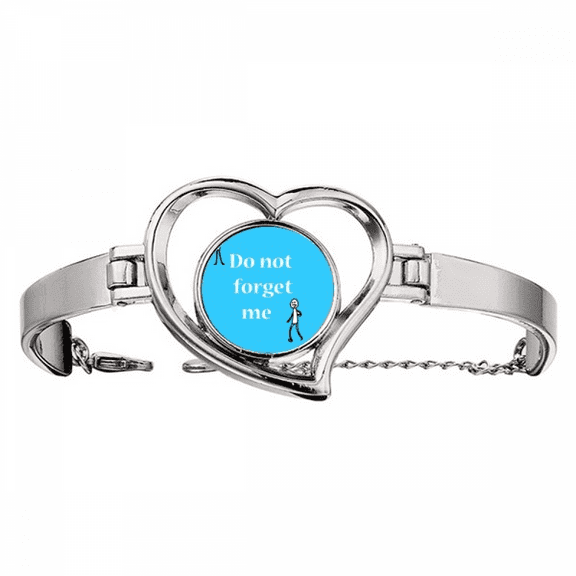 Don't Forget Me Sad Art Deco Fashion Bracelet Heart Jewelry Wire Bangle