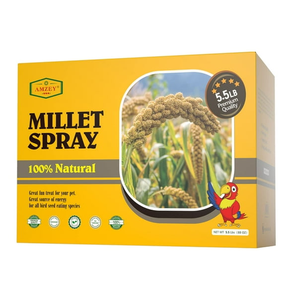 Amzey 55 LB Spray Millet for Parakeets, 100 Natural Dried Millet grain for Birds, Non-gMO Millet Spray Bird Treat, Birds Millet, cockatiel, Finches, Parrots Lovebirds