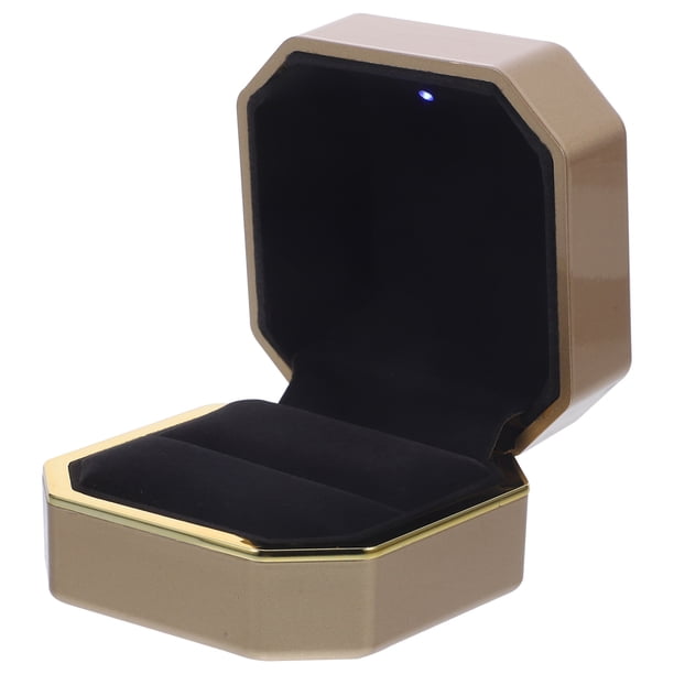 KAKOWELY Caja para anillos de boda con luz octogonal, caja decorativa para anillos de boda.