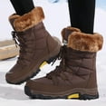 thumbnail image 4 of Mepaouo Womens Winter Snow Boots Waterproof Lightweight Anti Slip Fleece Lined Mid Calf Booties(Brown,7.5), 4 of 9