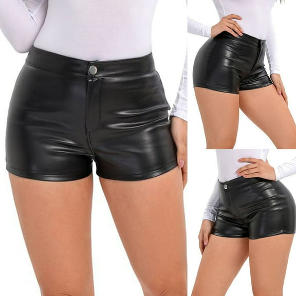 POROPL Jean Shorts for Women Denim Summer High Waist Stretch Casual Shorts Leather Short