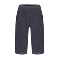 thumbnail image 6 of HKYNLAG Bermuda Shorts for Women Comfy Knee Length Cotton Linen Shorts Loose Drawstring Waisted Shorts Solid Color Beach Pants with Pockets Dark Gray XL, 6 of 7