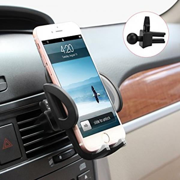 Universal Smartphones Car Air Vent Mount Holder Cradle Compatible with iPhone 7 7 Plus SE 6s 6 Plus 6 5s 5 4s 4 Samsung Galaxy S6 S5 S4 LG Nexus Sony Nokia and More Phone Holder Black