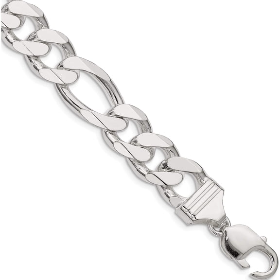 Sterling Silver 13.5mm Figaro Chain (8 X 13.5) Made In Italy qfg350-8