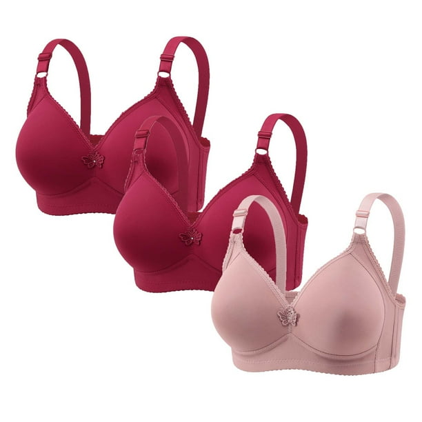 Sujetador de nailon para mujer, 3 piezas, color liso, sin costuras, con realce, suave y de soporte, para uso diario.