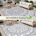 thumbnail image 5 of 9'x12' Outdoor Rugs, Yamaziot Large Patio Rug Reversible Mats Waterproof RV Rug Camping Rugs Plastic Rug Outdoor Area Rug for Patios, Porch, Balcony, Beach, Gray, 5 of 7