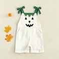 thumbnail image 2 of Gunia Baby Girls Halloween Outfit Corduroy Casual Toddler Romper With Pumpkin Face One Piece Jumpsuit Outfits White 12-18 Months, 2 of 7