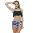 thumbnail image 1 of Women Retro Flounce High Waisted Bikini Halter Neck Two Piece Swimsuit, 1 of 4