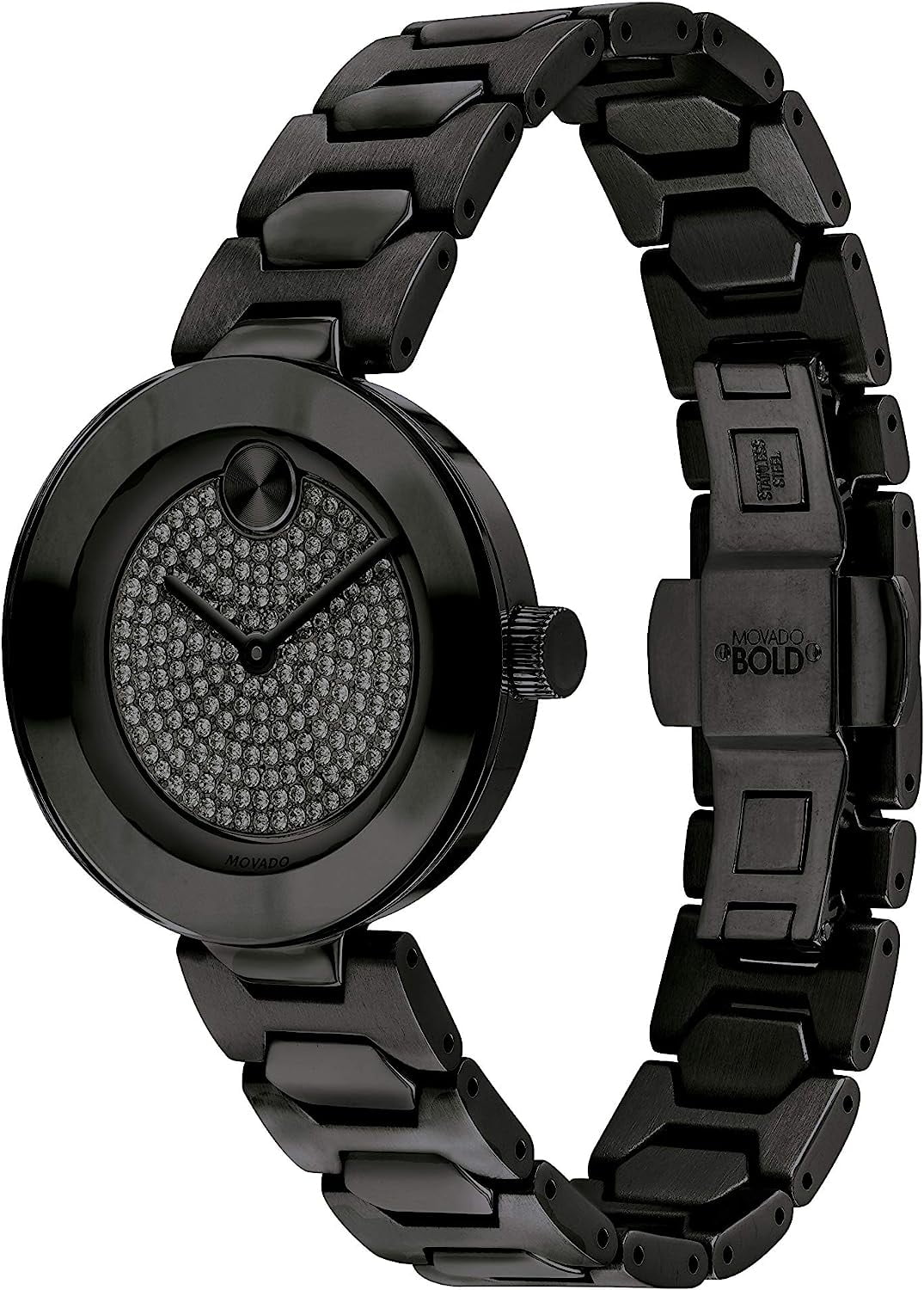 Movado Bold Black Steel Crystal Women's Watch 3600576