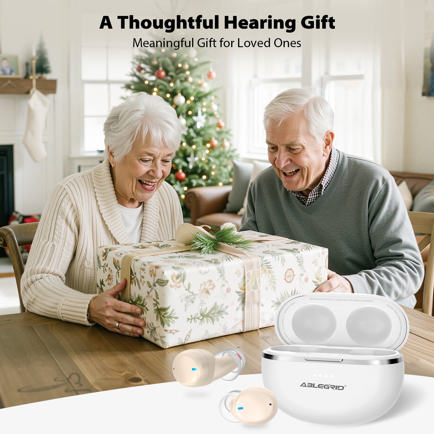 Hearing Aids for Seniors and Adults Rechargeable, ABLEGRID OTC Hearing Aids, In-Ear Touch Control Nano Hearing Aids with Noise Cancelling, App-Enhanced Gain, White