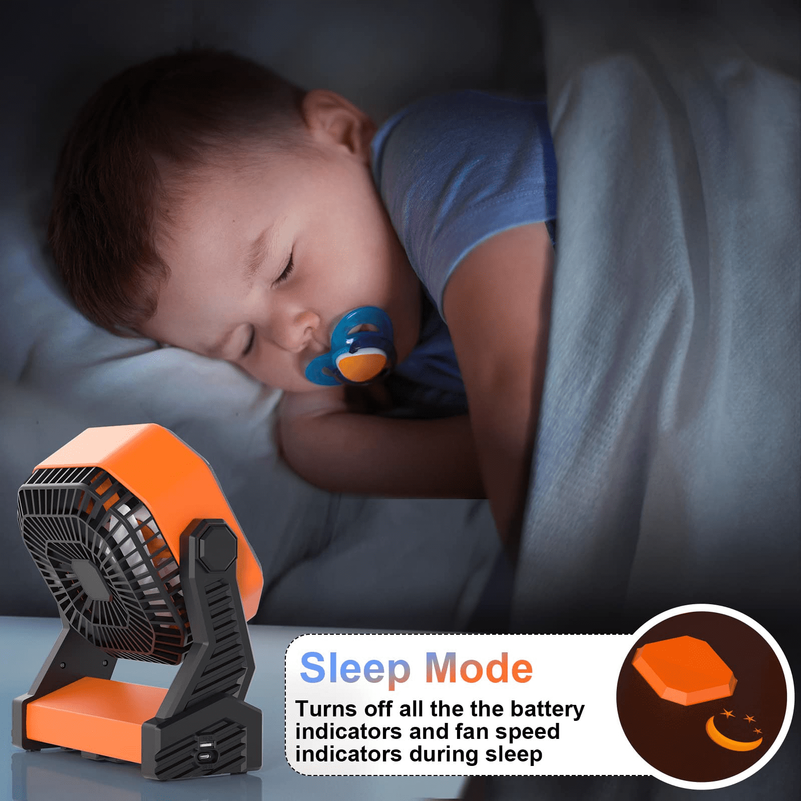 Camping Travel Personal Fan with LED Lantern, 58H 20000mAh Rechargeable Battery Operated Desk Fan 10 inch with 5V/3A USB-C Charging Port, 4-Speed 270 Rotation for Home or Outdoor