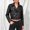 Black, variant on Cropped Black Western Jacket Long Sleeve Collared Western Style Solid Zipper Faux Leather Mid-Weight Overcoat Jackets Retro Vintage Refined,L