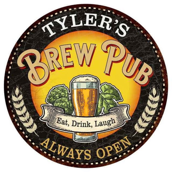 TYLER'S Beer Pub Man Cave Metal Sign Home Wall Decor 14 inch Round 100140025236