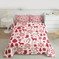 thumbnail image 2 of Manfei Cute Christmas Reindeer King Size Comforter Sets,Xmas Stocking Gifts Bedding Comforter Set,Red Biege Bedding Set For Teens,Breathable Home Decor Reversible,3pcs, 2 of 8