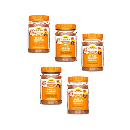 5 Pack Sundown Naturals Co Q-10 200mg Heart Health Energy 50 Gummies Each