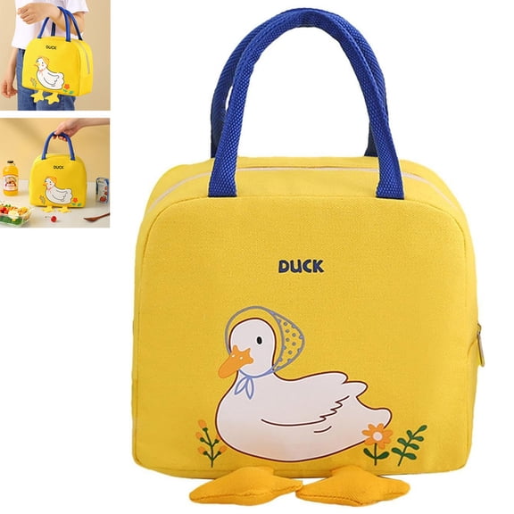 Yellow Cute Duck Lunch Bag, Duck Lunch Bag, Bag Reusable Tote, Handbag For Hot and Cold Work, Travel, And Picnics