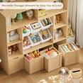 thumbnail image 2 of Hiphuta 49" Wide 4-Tier Toy Storage Organizer, Wood Kid Bookcase with 6 Boxes & 4 Removable Drawers, Bookshelf for Kids' Room, Classroom, Natural, 2 of 7