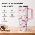thumbnail image 3 of Flamingo Gifts for Women, 40 oz Pink Flamingo Tumbler with Handle lid and Straw,Flamingo CoffeeTravel Mug Cup Water Bottle,Flamingo Decor, 3 of 3