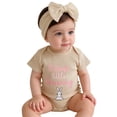 thumbnail image 2 of RMGVDSD Baby Girl Romper Summer Outfit Soft Ribbed Onesie Short Sleeve One Piece Jumpsuit Headband Comfy Cute Crawling Suit, 2 of 4