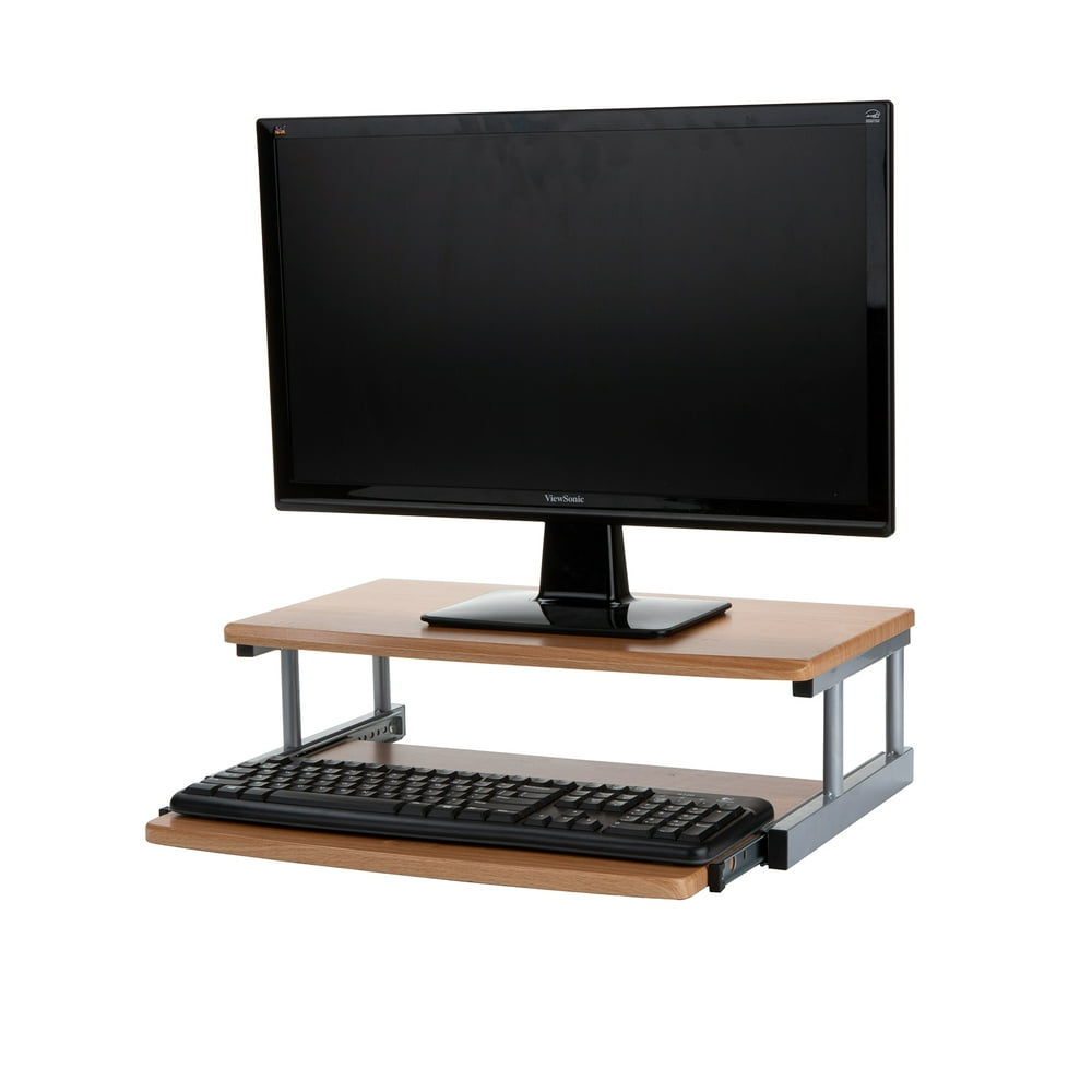 Mind Reader 2 Tier Monitor Stand Riser with Sliding Drawer For Keyboard