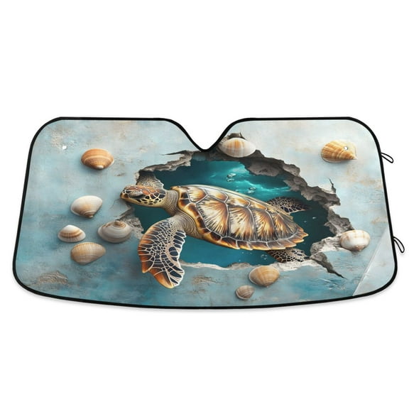 ALAZA 3d Sea Turtle Windshield Sun Shade Car Foldable Sun Visor Block UV Rays Protector 55"x27.6"