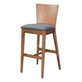 thumbnail image 1 of Modern Contemporary Bar Side Stool Chair Barstool, Set of 2, Walnut Brown Grey Gray, Poly Linen Fabric Wood, 1 of 8