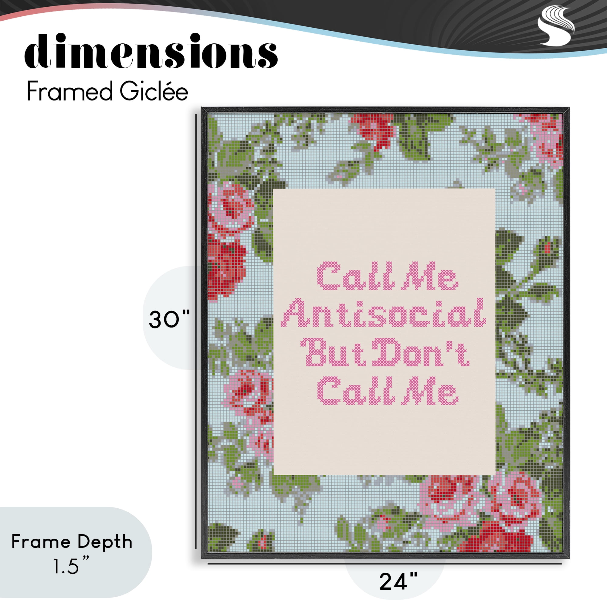 Stupell Industries Don't Call Me Vintage Florals Black Framed Giclee Art, design by Lil' Rue