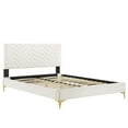 thumbnail image 4 of Modway Leah Chevron Tufted Performance Velvet King Platform Bed in White, 4 of 8
