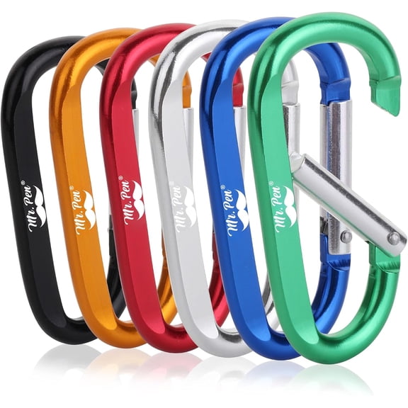 Carabiner, 6 pcs, 3 inch Aluminum D Ring Carabiner Clip | Key Chain Clip, Backpack Clips, Carabiner Clip, Key Hook for Pants, Hook Clips, Clip on Keychain, Hooks for Keys, Carabiners