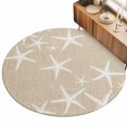thumbnail image 2 of Round Area Rugs 4Ft, Coastal Starfish Non-Slip Washable Circle Rugs Carpet, Summer Ocean Waves Ombre Sea Beige Indoor Outdoor Rug Floor Mats Throw Runner for Bedroom Living Room Bathroom, 2 of 8