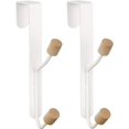 thumbnail image 1 of ganchos para colgar sobre la puerta, resistentes ganchos de madera de metal blanco para colgar abrigos, sombreros, albornoces, toallas y ganchos para puertas de baño, 1 of 5