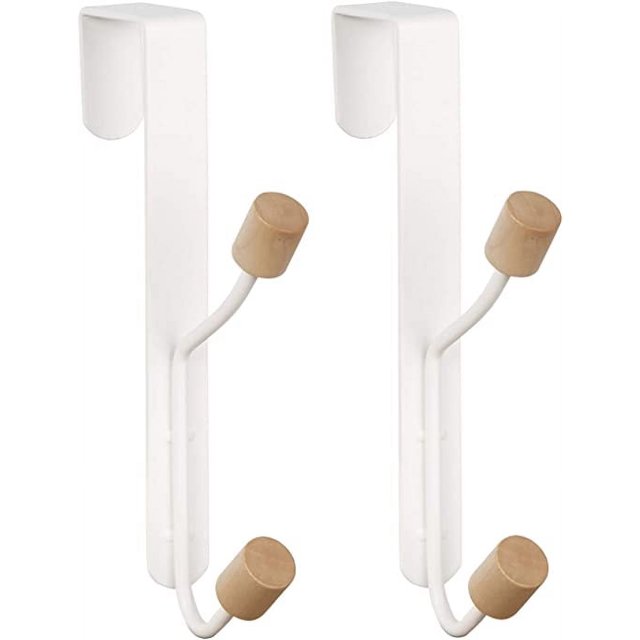 ganchos para colgar sobre la puerta, resistentes ganchos de madera de metal blanco para colgar abrigos, sombreros, albornoces, toallas y ganchos para puertas de baño