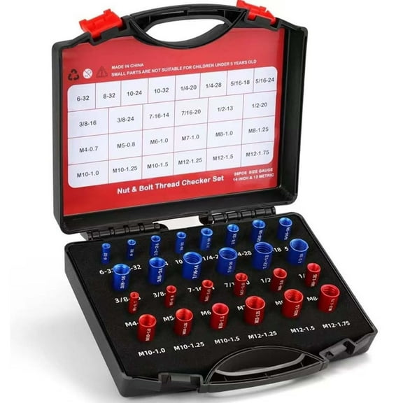 44PCS Alloy Nut and Bolt Thread Inspector, Thread Checker Standard and Metric, Bolt Size Threads Gauge, Screw Size Identifier Gauge, Metric Bolts Assortment for Inspecting Fixed Bolts(26pcs)