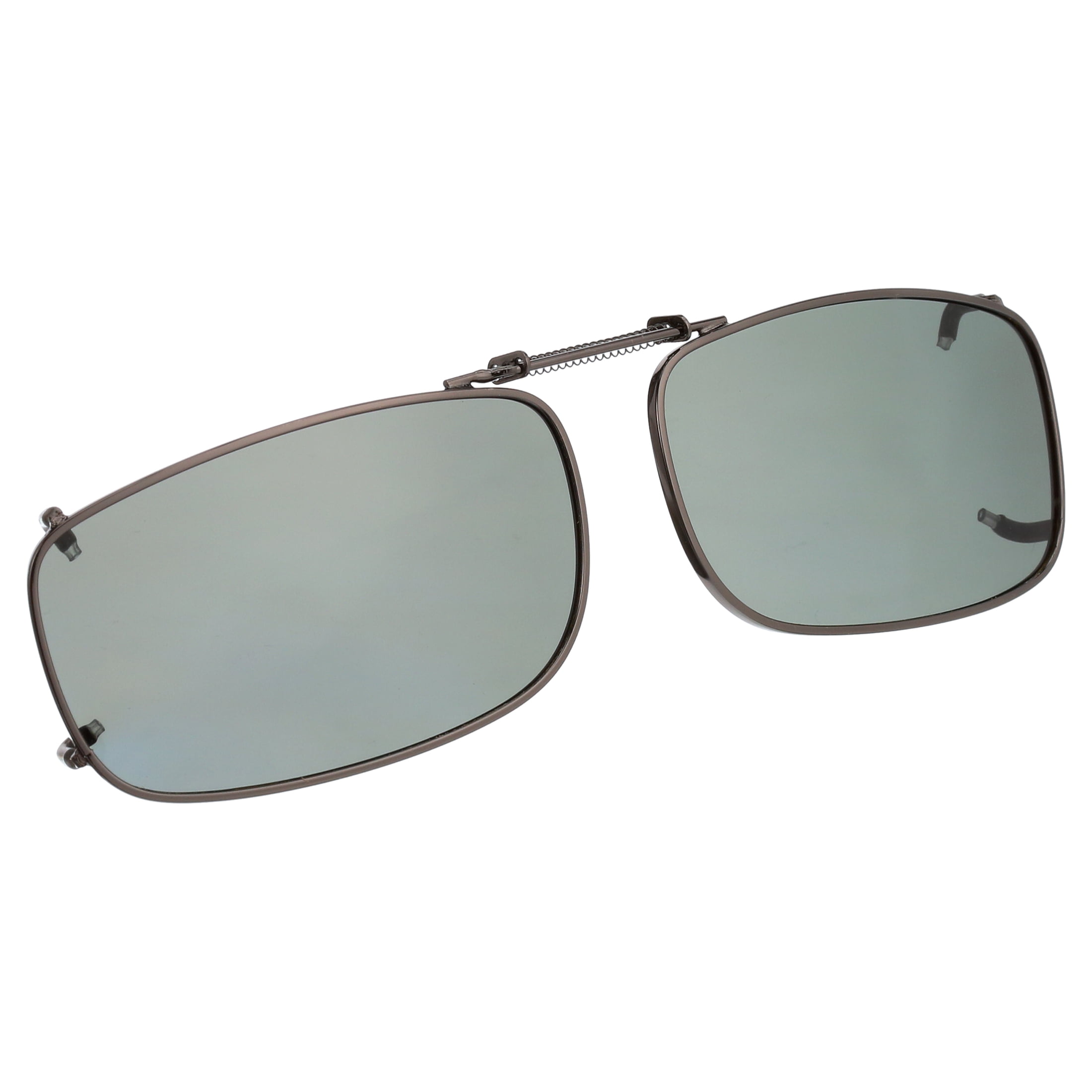 Polar Optics Unisex Flip Ups Rectangle Clip Ons Sunglasses Gray