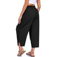 thumbnail image 5 of PWPSG Women's Elastic Waist Loose Harem Capri Pants, Breathable with Pockets Multi Colors for Daily Casual Wear Black L, 5 of 7
