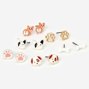 Claire's Silver-tone Dog Stud Earrings - 6 Pack