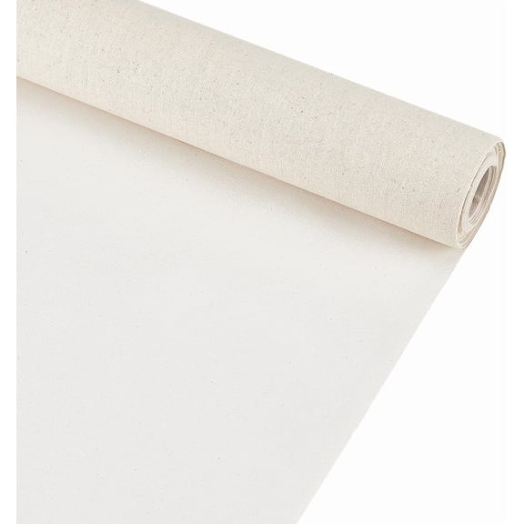 5 Yards x 15 Inches Canvas Roll Linen, 27 Oz Four Primed Canvas Roll Artist Canvas for Gesso Art Painting Oil Painting Backdrop Decoration, 0.3mm Thick