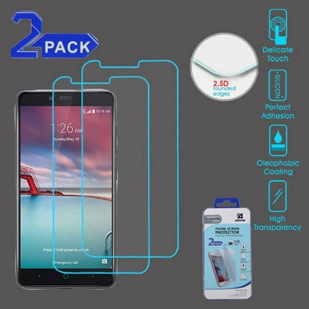 Ipod Touch 4 Screen Cover Insten 2-Pack Clear Tempered Glass LCD Screen Protector Film For ZTE Grand X Max 2 / Imperial Max / Kirk / Max Duo 4G / Zmax Pro Z981 (Abrasion-resistant & Oleophobic coating) ()