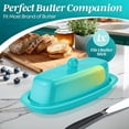 thumbnail image 3 of Flexzion Ceramic Blue European Butter Dish with Lid for Countertop (7 Inch) - 1 Stick Butter Holder for Counter, Cream Cheese Container Storage Keeper, 3 of 9