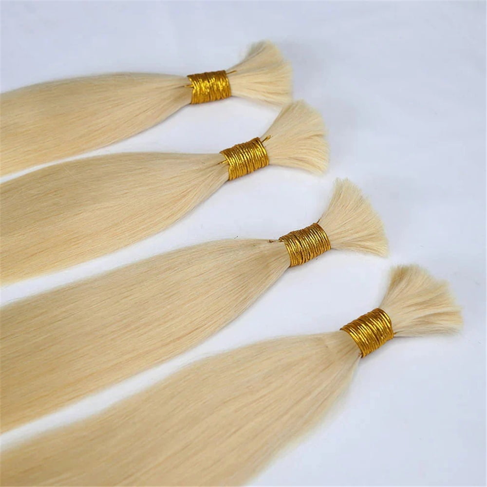 #613 Blonde Human Hair Bulk for Braiding No Weft Silky Straight Remy Hair Extensions