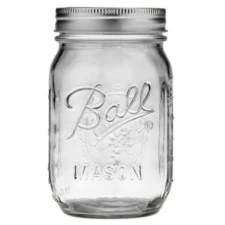 Ball Glass Mason Jar w/Lid & Band, Regular Mouth, 16 Ounces, 12 Count Image 1 of 3