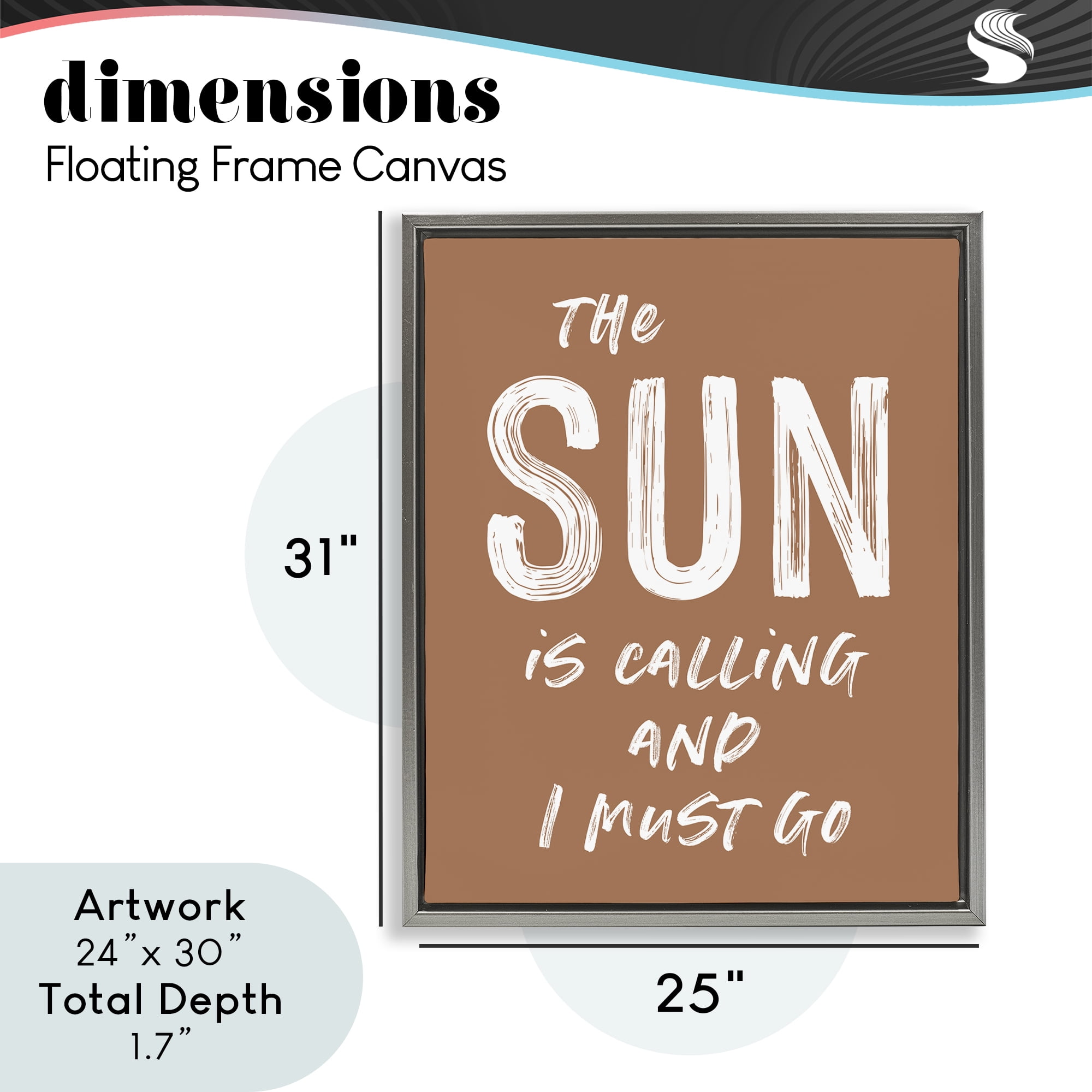 Sun Is Calling Must Go Gray Framed Floater Canvas Wall Art, design by Lettered and Lined