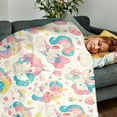 thumbnail image 2 of Rainbow Unicorn Fleece Blankets Girls Kawaii Unicorn Throw Blanket Throw 60"X80" Girly Colorful Horse Animals Sherpa Blanket,Cute Heart Stars Plush Bed Blankets Cute Decor for Sofa Couch, 2 of 7