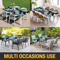 thumbnail image 5 of Teal Blue Black Geometric Table Cloths for 3 Foot Rectangle Tables, Modern Abstract Art Block Patio Waterproof Elastic Fitted Tablecloths, Washable Rectangular Table Cover for Camping, 5 of 8
