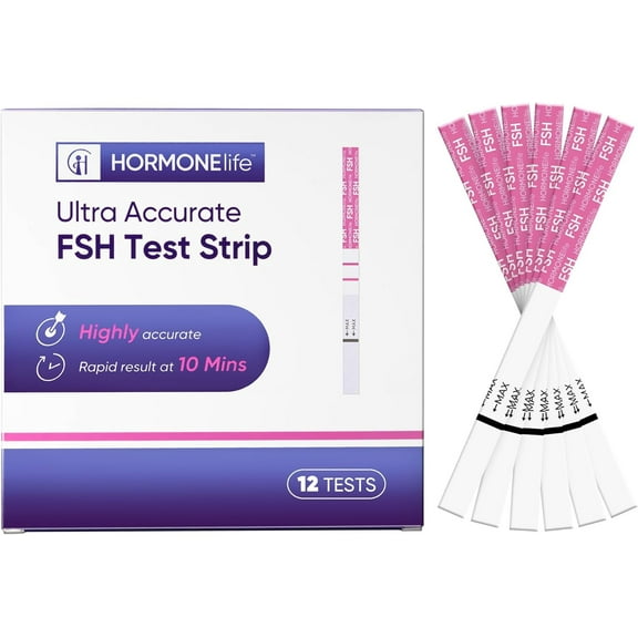 HORMONElife Semi-Quantitative FSH Test Strips, At-Home Menopause and Fertility Hormone Test Kit, 12 Count