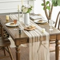 thumbnail image 2 of Sm:)e Pearl Beige Gauze Table Runner 120 Inch 10FT, Table Decor for Wedding Anniversary Birthday Outdoor Home Party Table, 2 of 7